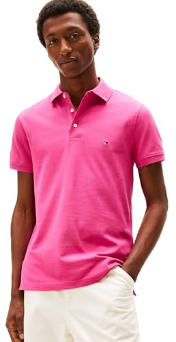 Tommy Hilfiger - Pantalón Corto de Manga Corta para Hombre, diseño de Polo de Manga Corta con elástico, Fucsia, XXL