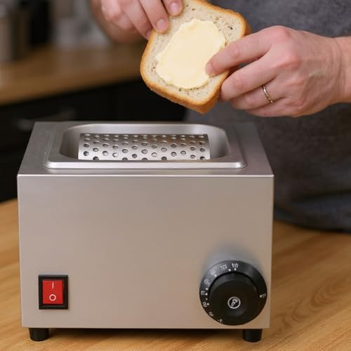 moupeaktain Centrifuga per Burro in Acciaio Inossidabile, Temp Regolabile da 30-80℃, Spalmatura Uniforme a 360°, Macchina a Rulli per Burro per Pane di Mais, Bistecche, Hamburger, Barbecue