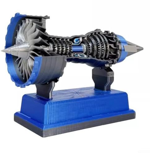 Funktioneller TR900 Turbofan-Motor, Miniatur-Elektromotor mit LED-Anzeige, 12 cm, Blau