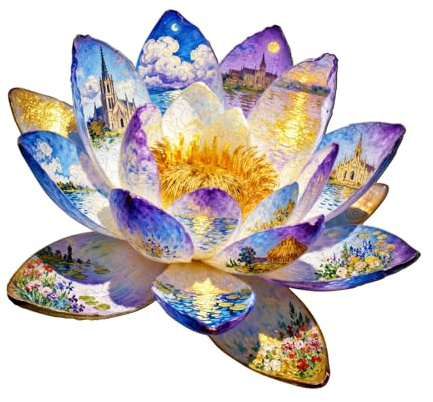 KaayeeWood Holzpuzzle Erwachsene,Öl auf Lotus Holzpuzzle,Einzigartige Wooden Puzzle Mit Geschenkbox,Geschenke für Erwachsene 14+(210 Stück,34 * 31.2cm)