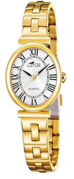 Lotus Damenuhr Analog aus Edelstahl 316l Goldfarben | Quarzwerk, Widerstandsfähiges Mineralglas, Wasserdicht 5 ATM 19018/5 -2GETHER, Silberfarbenes Zifferblatt
