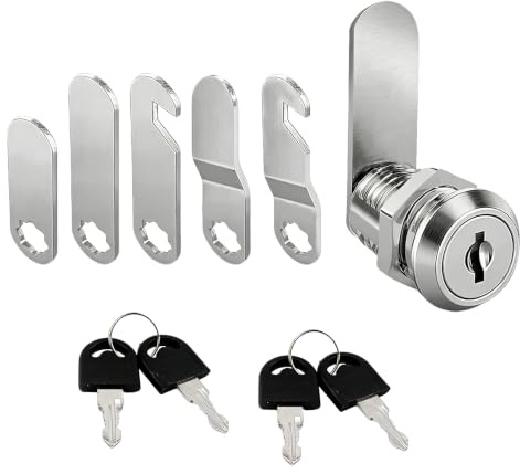Cabinet Lock,Locker Cam Cabinet Letterbox Post Box Cupboard Locks with Key | Multi-Purpose with 4 Keys and 5 Different Lock Plates Functional Replacement for Cupboards Mailbox Drawer,Durable