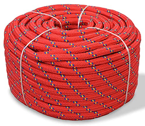 Ziaphsol Corda galleggiante in polipropilene per imbarcazioni, 16 mm, 50 m, rosso, per ancoraggio e ancoraggio su barche a vela, barche e yacht
