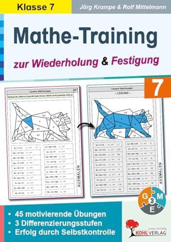 Mathe-Training Klasse 7 – 45 Rechenrätsel in 3 Niveaustufen | Prozentrechnung, Gleichungen & Geometrie | Differenzierte Kopiervorlagen mit Lösungen | ... Rechenbeispiele in 3 Differenzierungsstufen