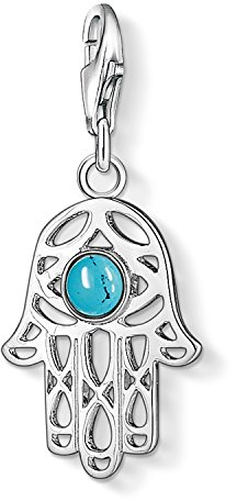 Thomas Sabo Damen Charm-Anhänger Fatimas Hand Türkis Charm Club 925 Sterling Silber 1052-404-17
