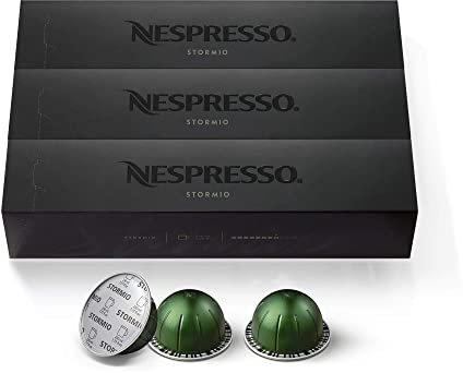 Nespresso Capsules VertuoLine, Stormio, Dark Roast Coffee, 30 Count Coffee Pods, Brews 7.8oz