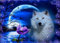 Kit de Pintura de Diamantes 5D, DIY Pintura al oleo por numeros diseño de Lobo Blanco en la Luna,Cuadros Punto de Cruz Kit 40 x 30 cm