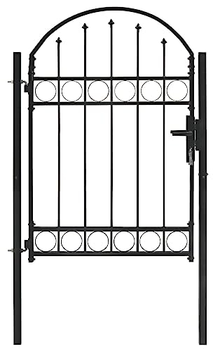 vidaXL Zauntor mit gewölbter Oberseite Stahl 104 x 125 cm Schwarz