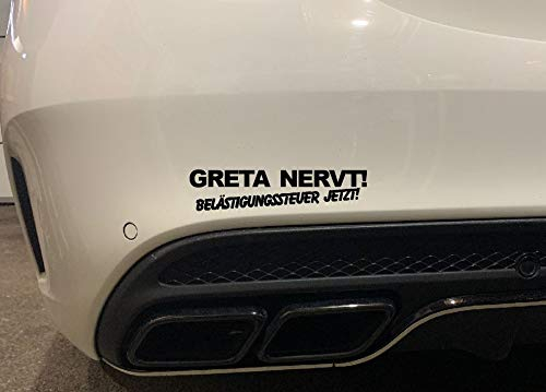 Dinger-Design Aufkleber Greta NERVT! BELÄSTIGUNGSSTEUER JETZT! Autoaufkleber Umwelt Feinstaub Sticker JDM (Weiß)
