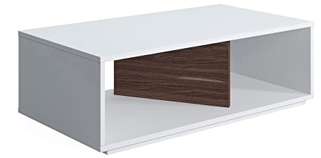 Marca Amazon - Movian Rectangular Mesa de centro Cury, 110 x 55 x 32 cm, blanco y nogal