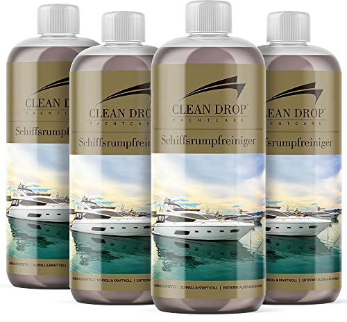 ABACUS® Bootsreiniger, Schiffsrumpfreiniger, Schiffsreiniger, Bootsrumpfreiniger, Yachtreiniger, Unterwasserschiffreiniger - Clean Drop - Reiniger für Schiffsrumpf & Antifouling 4X 1000ml (7704.4)