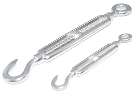 Spannschloss M3 Form C Öse-Haken 2 Stück Edelstahl EN 1.4401 Spannschraube A4 NIRO, Nirosta