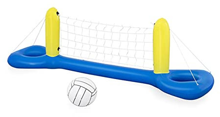 LIZHOUMIL 96,1 x 25,2 Zoll Volleyball Set Aufblasbares Netz mit Ball PVC Pool Float Set Schwimmspiel Spielzeug (einschließlich Volleyball)
