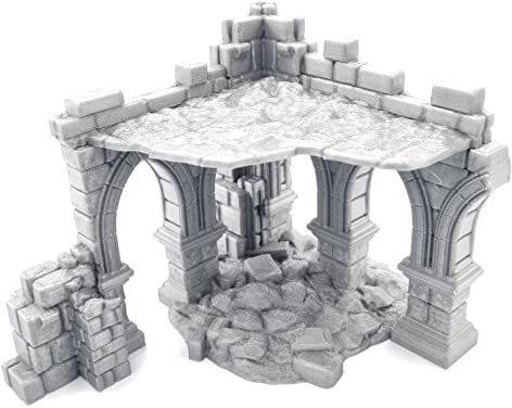 QP3D - Battle Ruined Building Wall, Terrain Scenery for Tabletop & RPG 28-32mm Miniatures Wargame Props DnD D&D, 3D Printed and Paintable