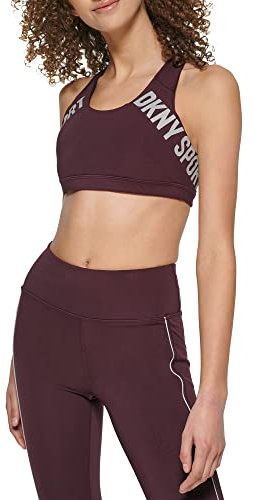 DKNY Damen Dkny Sport's Women Reflective Logo Low Impact W/Removable Cups Training Bra, Currant, S EU