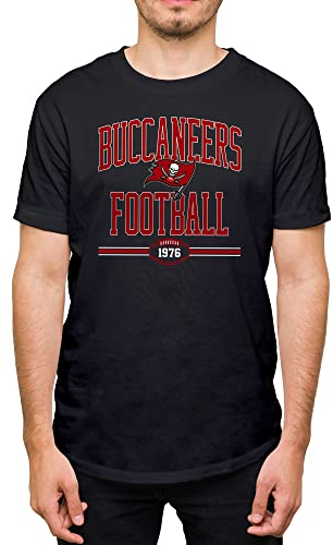 Hybrid Sports NFL Football Arch – Offizielles Lizenzprodukt für Erwachsene, kurzärmeliges Fan-T-Shirt für Männer und Frauen, Tampa Bay Buccaneers – Schwarz, XXL