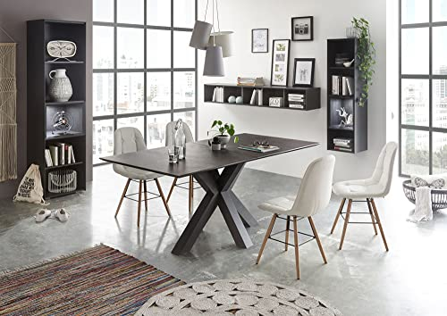 58 aufm Kessel Esstisch ausziehbar Ela 3 160 x 90 x 75 Esszimmertisch Graphit/Keramik Dunkel 13511