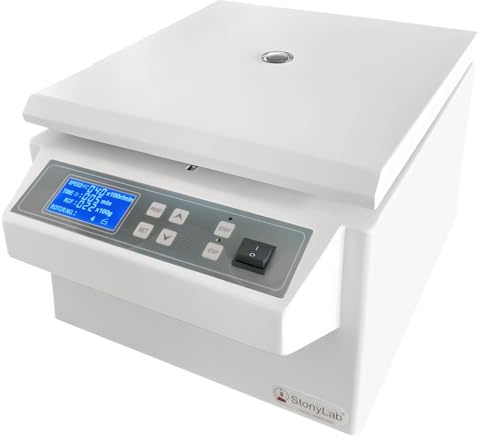 stonylab Centrifuga a Bassa Velocità, 220V/60Hz, Centrifuga da Banco Digitale con Velocità Massima di 4000 RPM, Forza Centrifuga Massima di 2400xg, Rotore Angolare da 15 ml x 12