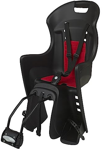 DIEFFE 8630400091 - Fahrradkinderrücksitz Bikey Cool FM mit 26'' bis 29'' Rädern, geeignet für Kinder mit einem Gewicht von 9 bis 22 kg, mit Rahmenverankerung in Farbe Schwarz/Rot