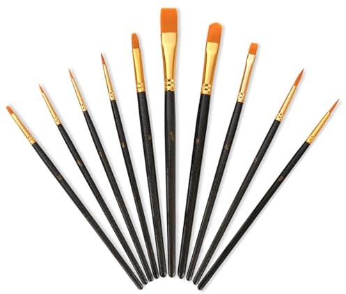 ILantule Pinceles de Nylon para Pintura - 10 Piezas para Acuarela, Acrílicas, Aceites y Gouaches - Brencco