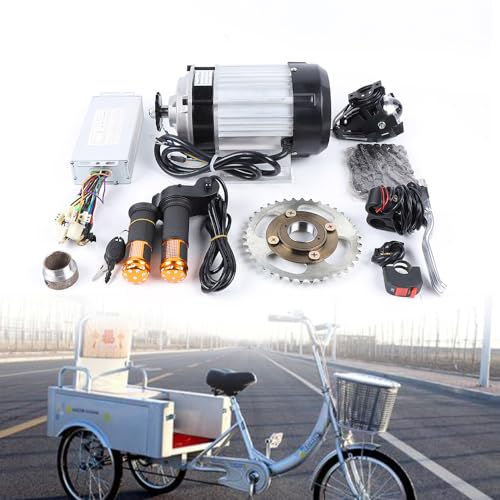 48V 500W/750W E Bike Umbausatz, Bürstenloses Motor-Kit, Elektromotor Umbausatz, mit LED Scheinwerfer und Freilaufadapter, für Dreirad, Rikscha, Dreirädriges Fahrrad (750W)