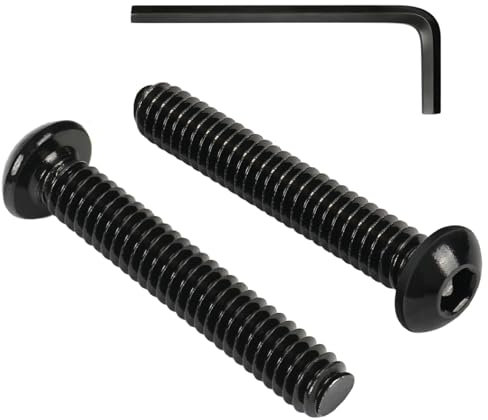 VGBUY 45 tornillos de cabeza de botón de 1/4-20 x 1-1/4 pulgadas, acero inoxidable 304 18-8, chapado en zinc negro, totalmente roscado, con llave hexagonal Allen, para muebles, bomba de agua, lámpara