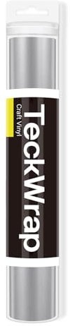 TECKWRAP 001 Vinyl Glossy Permanent Adhesive Vinyl for Craft Decal Projects 12 x 10ft, Silver