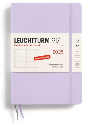 LEUCHTTURM1917 370542 Wochenkalender Medium (A5) 2025, Lilac, Deutsch