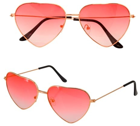 W WIDMANN MILANO Party Fashion - Herzbrille | Brille mit farbigen Gläsern als Kostümzubehör für Junggesellinnenabschied, Karneval und Mottoparty
