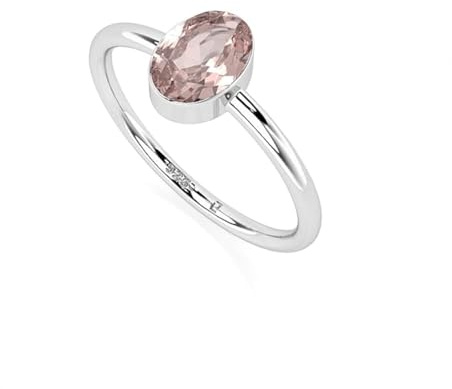 925 Sterling Silver Oval 7x5mm Rose Quartz Gemstone Solitaire Women Engagement Ring, Wedding, Anniversary Bridal Rings, Gift For Her_10.5