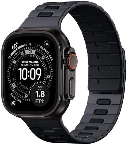 Bandletic Compatible with Apple Watch Ultra 3/2/1 Strap, Dual-Sided Reversible Magnetic Silicone Strap for iWatch 49mm(Ultra 3/2/1), 46mm(11/10), 45mm(9/8/7), 44mm(SE3/SE2/SE/6/5/4), 42mm(3/2/1)
