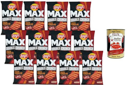 Italian Gourmet Knusprige Kartoffelchips BBQ Geschmack 12 x 110 g Vorratspack – extra crunchy geriffelt, würziger Snack für Party, Filmabend & Sharing, ideal zum Dippen + Italian Gourmet Polpa