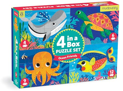Ocean Friends 4-in-a-Box Puzzle Set