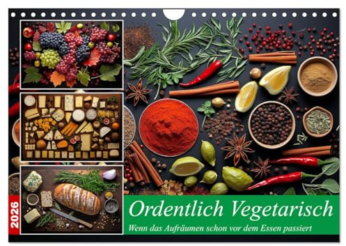Ordentlich Vegetarisch (Wandkalender 2026 DIN A4 quer), CALVENDO Monatskalender: Wenn das Auge die schöne Ordnung genießt (CALVENDO Lifestyle)