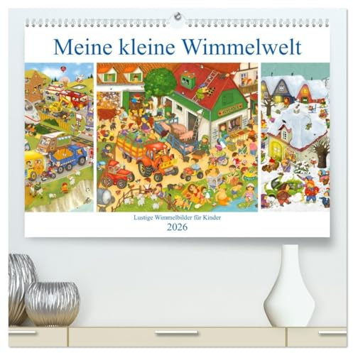 Meine kleine Wimmelwelt (hochwertiger Premium Wandkalender 2026 DIN A2 quer), Kunstdruck in Hochglanz: Lustige Wimmelbilder für Kinder (CALVENDO Spass)