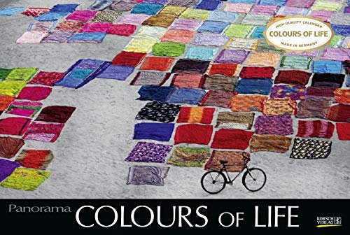 Colours of Life 2021: Großer Foto-Wandkalender mit farbigen schwarz weiß Bildern. Edler schwarzer Hintergrund.. PhotoArt Panorama Querformat: 58x39 cm.