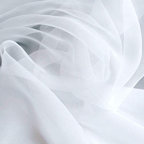 TOLKO Chiffon Stoff Meterware für Rock Bluse Tücher | Halb transparent knitterarm weich fallend | leicht wie Tüll/Voile | Dekostoff für Gardine Vorhang Hochzeit Stoffe zum Nähen Meterware (Weiß)