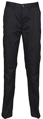 Henbury Mens 65/35 Flat Fronted Chino Trousers (34L) (Black)