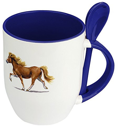 digital print Pferdetasse Isländer - Löffel-Tasse mit Pferdebild Isländer - Becher, Kaffeetasse, Kaffeebecher, Mug - Blau