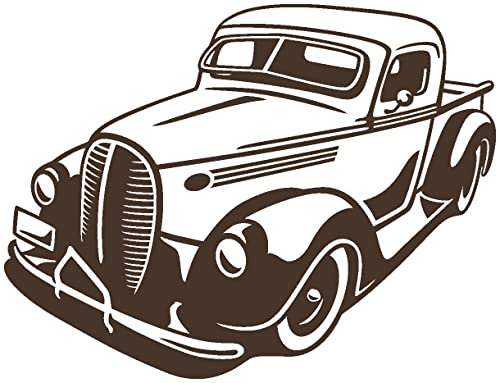 Samunshi® Wandtattoo Pick Up Oldtimer Muscle Car Auto Wandsticker Wandaufkleber 100 x 75cm braun