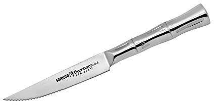 SAMURA Profi Steakmesser Ultra-scharf, groß, aus japanisch AUS 8 Edelstahl, 12,7 cm Klinge, Stahl Handgriff, ergnomisch, rostfrei, Kochmesser, Tranchiermesser, Fleischmesser