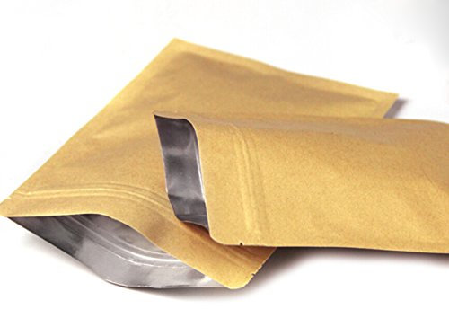 Evergreen Goods 10 bolsas con cierre de cremallera Kraft (110 x 30 x 185 mm) con muesca y ventana mate para sal de baño, alimentos secos o té.