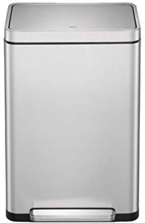 EKO X Cube Kitchen Bin 45L - Fingerprint-resistant Pedal Bin, Soft Close Waste Disposal Dustbin with Removable Inner Bucket, Deodoriser & Silicone Seal - Brushed Stainless Steel