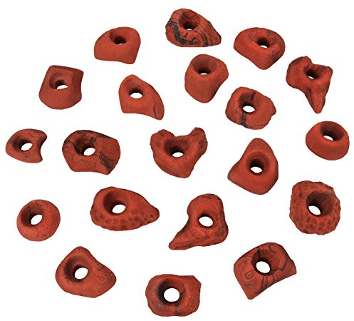 ALPIDEX Klettergriffe Größe S | Tritte | Kleine Klettersteine | 20 oder 40 Stück Formen - rot-meliert, 20 Stück