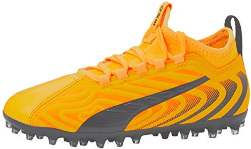PUMA Unisex Kids PUMA ONE 20.3 MG Jr Football boots, ULTRA YELLOW-Puma Black-Orange Alert, 5 UK
