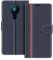 COODIO Schutzhülle aus Leder für Nokia 5.3, mit Standfunktion, Dunkelblau/Rot