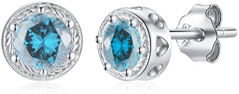 Qings Tanzanite Ohrringe Kleine Runde Geburtsstein Ohrringe Dezember Edelstein Ohrstecker Mini Zirkonia Ohrstecker