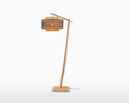 GOOD&MOJO Stehleuchte Bhutan - Bambus/Schwarz - 73x50x176cm - Rund - Bamboo - Stehlampe Wohnzimmer & Schlafzimmer - Stehlampe modern