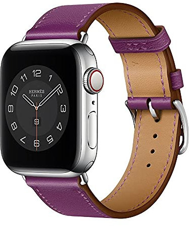 Aergood Compatibile con Apple Watch Cinturino 38/40/41mm,Sottile Cinturini in Vera Pelle per iWatch serie 7/6/5/4/3/2/1/SE,Per Uomo e Donna 38mm/40mm/41mm,viola