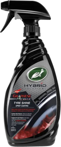 Turtle Wax Hybrid Solutions Graphene Acrylic Tyre Shine Spray Coating, 680ml, Pack of 1, No Sling Tyre Dressing for a Long Lasting Deep, Black, Wet Look Shine, UV protection and Dirt Repellant